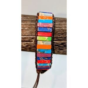 Boho Style Handmade Chakra Adjustable Button Closure Bracelet